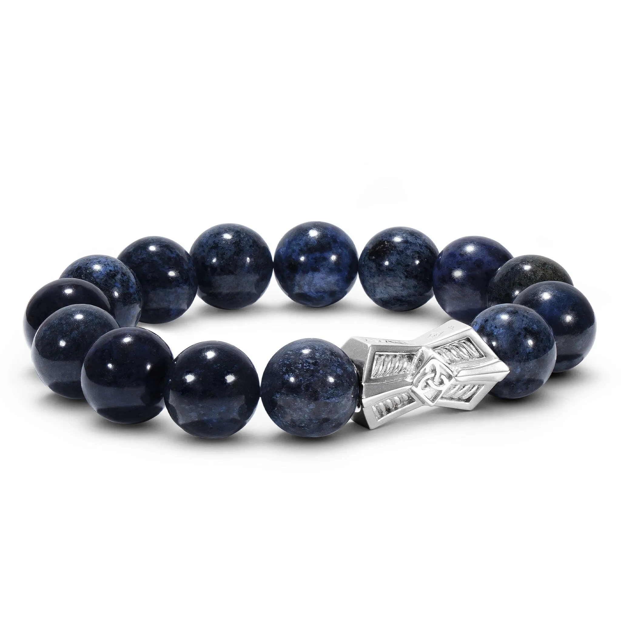 Runes-Engraved Crossguard Dumortierite Bracelet