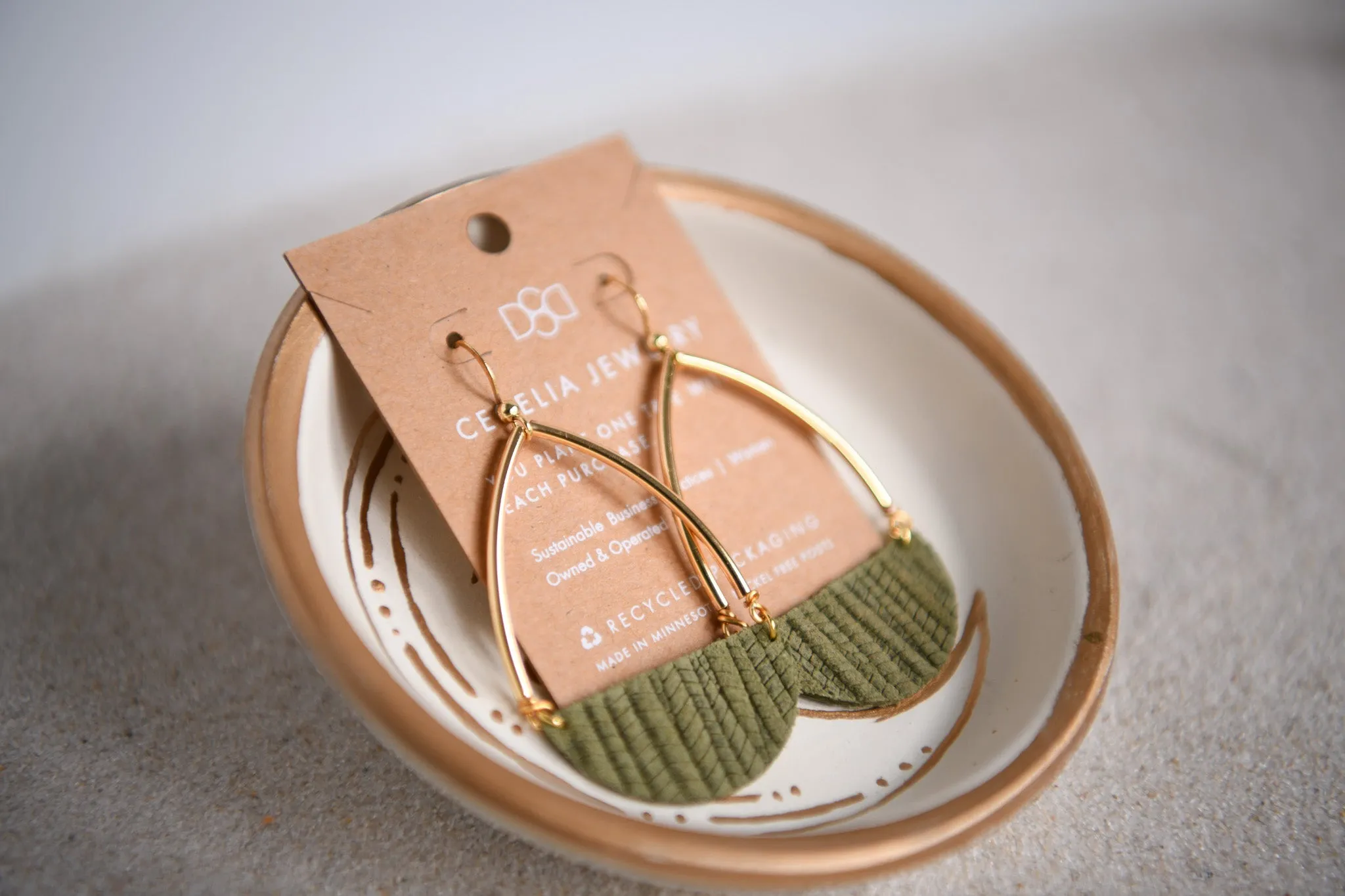 Saddle Sunrise Black Leather Earrings
