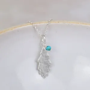 Sale - Sterling Silver Leaf with Turquoise Pendant