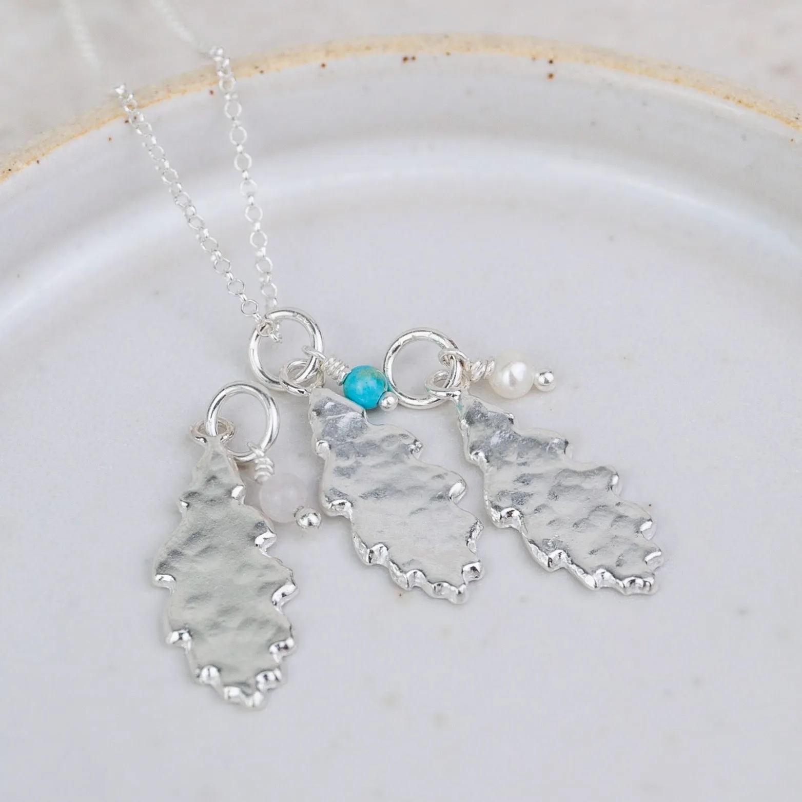 Sale - Sterling Silver Leaf with Turquoise Pendant