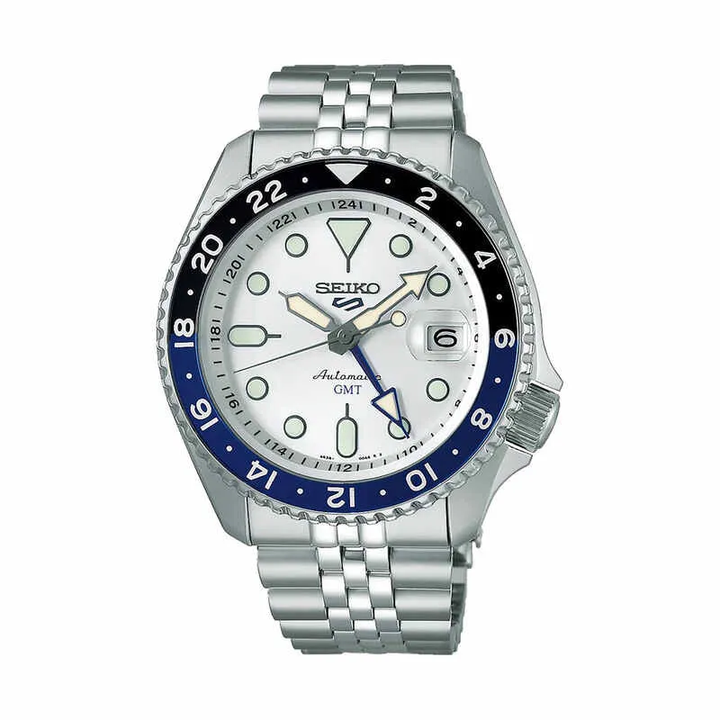 Seiko 5 Sport GMT SKX Series Men's Automatic Watch SSK033K1 Silver Stainless Steel Strap
