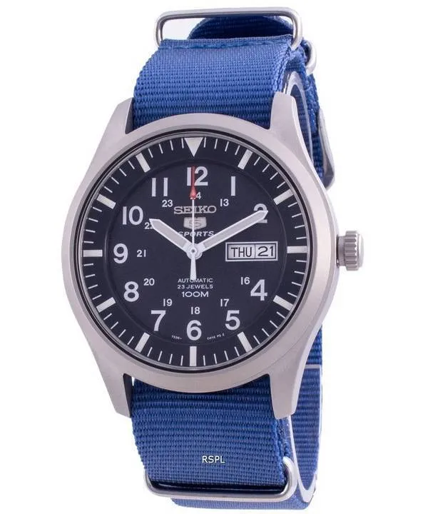 Seiko 5 Sports Blue Dial Automatic SNZG11K1-var-NATO8 100M Men's Watch