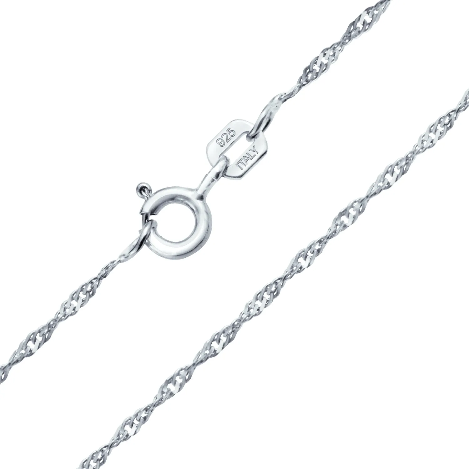 Set of 2 Thin 1.5MM Sterling Silver Singapore Rope Chain Necklace 16 & 18 Inch