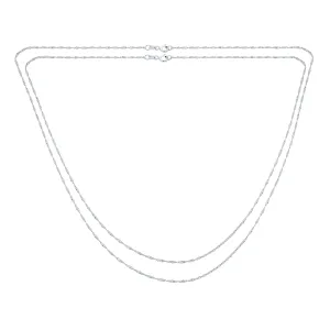 Set of 2 Thin 1.5MM Sterling Silver Singapore Rope Chain Necklace 16 & 18 Inch