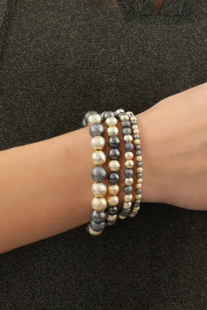 Set of 4 Beaded Bracelets -Black