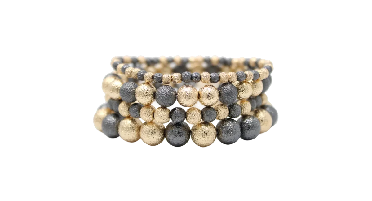 Set of 4 Beaded Bracelets -Black