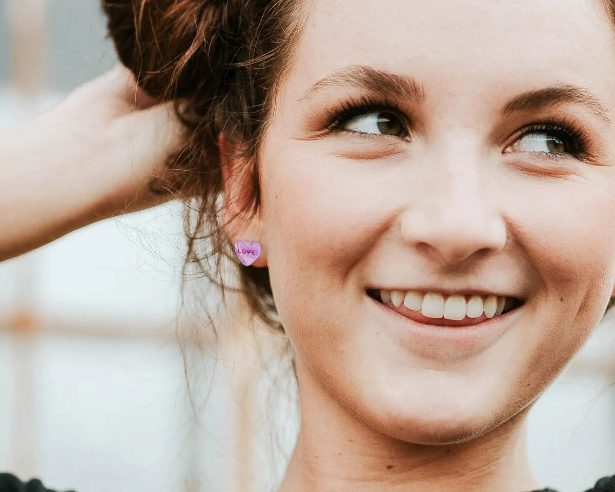 She/Her Pronoun Conversation Heart Earrings