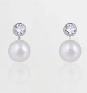 Silver Bold Pearl Earrings