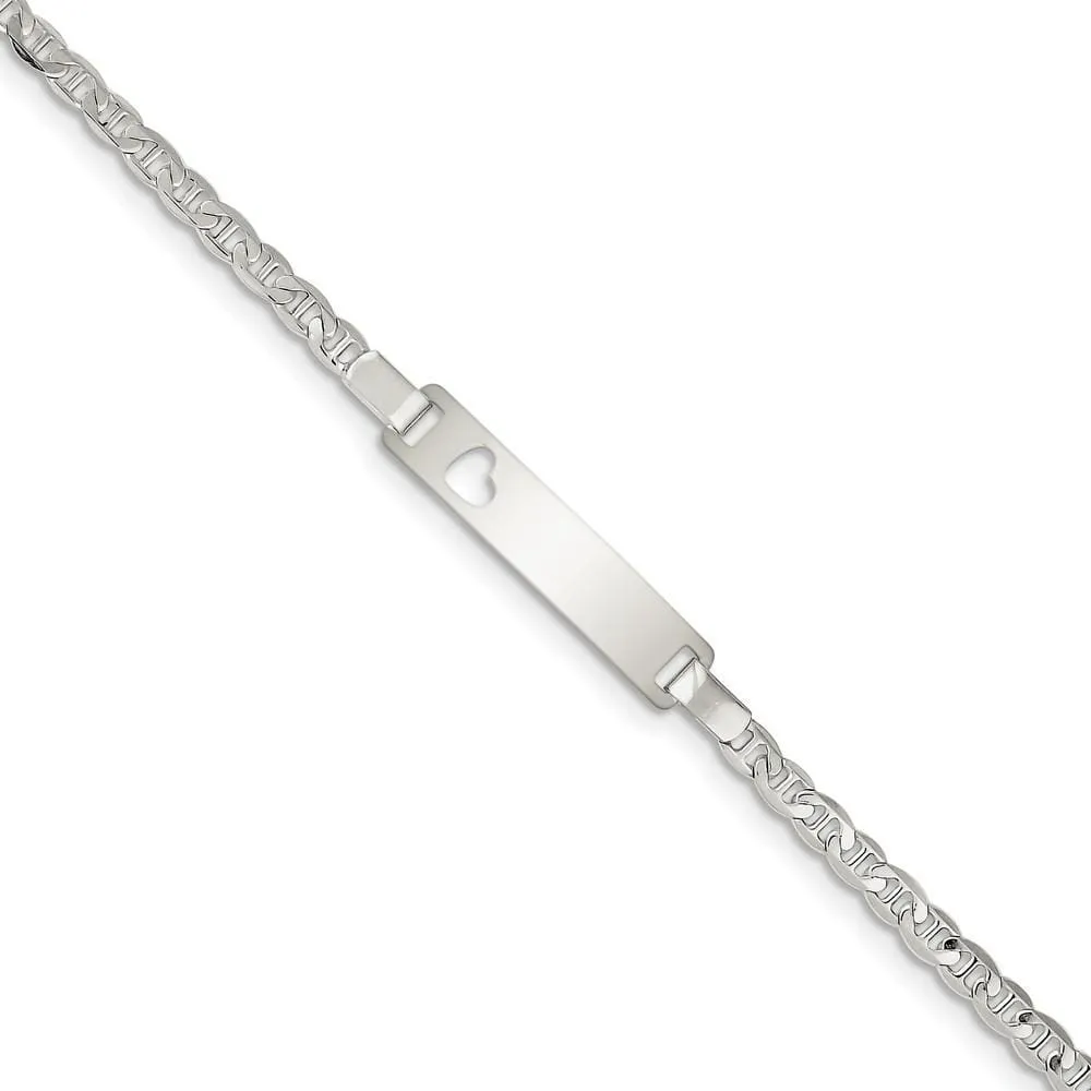 Silver Engravable Baby ID Cutout Heart Bracelet