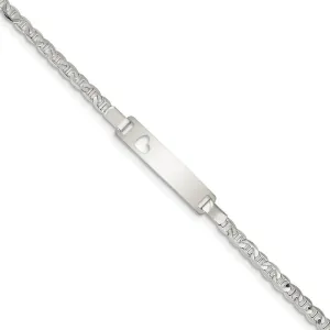 Silver Engravable Baby ID Cutout Heart Bracelet