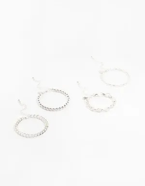 Silver Heart & Ball Chain Bracelets 4-Pack