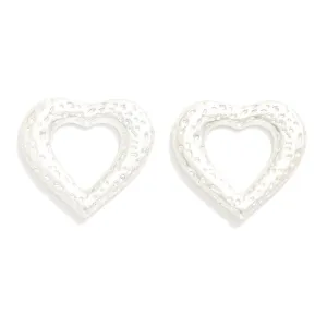 Silver Heart Textured Earrings