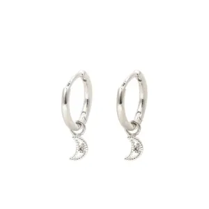 Silver Moon Sparkle Huggie Hoop Earrings