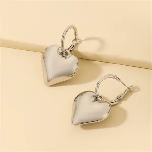 Silver-Plated Heart Huggie Earrings