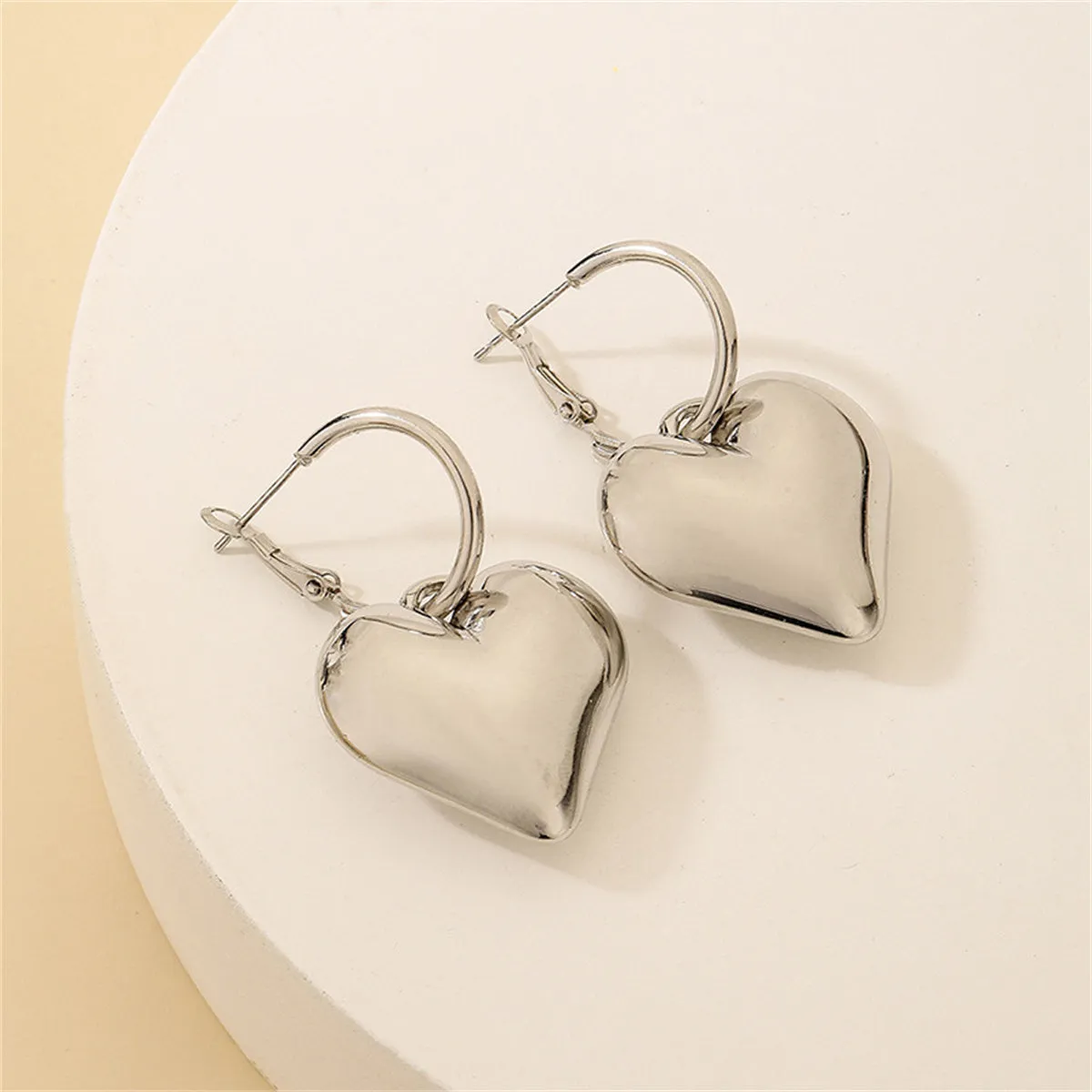 Silver-Plated Heart Huggie Earrings