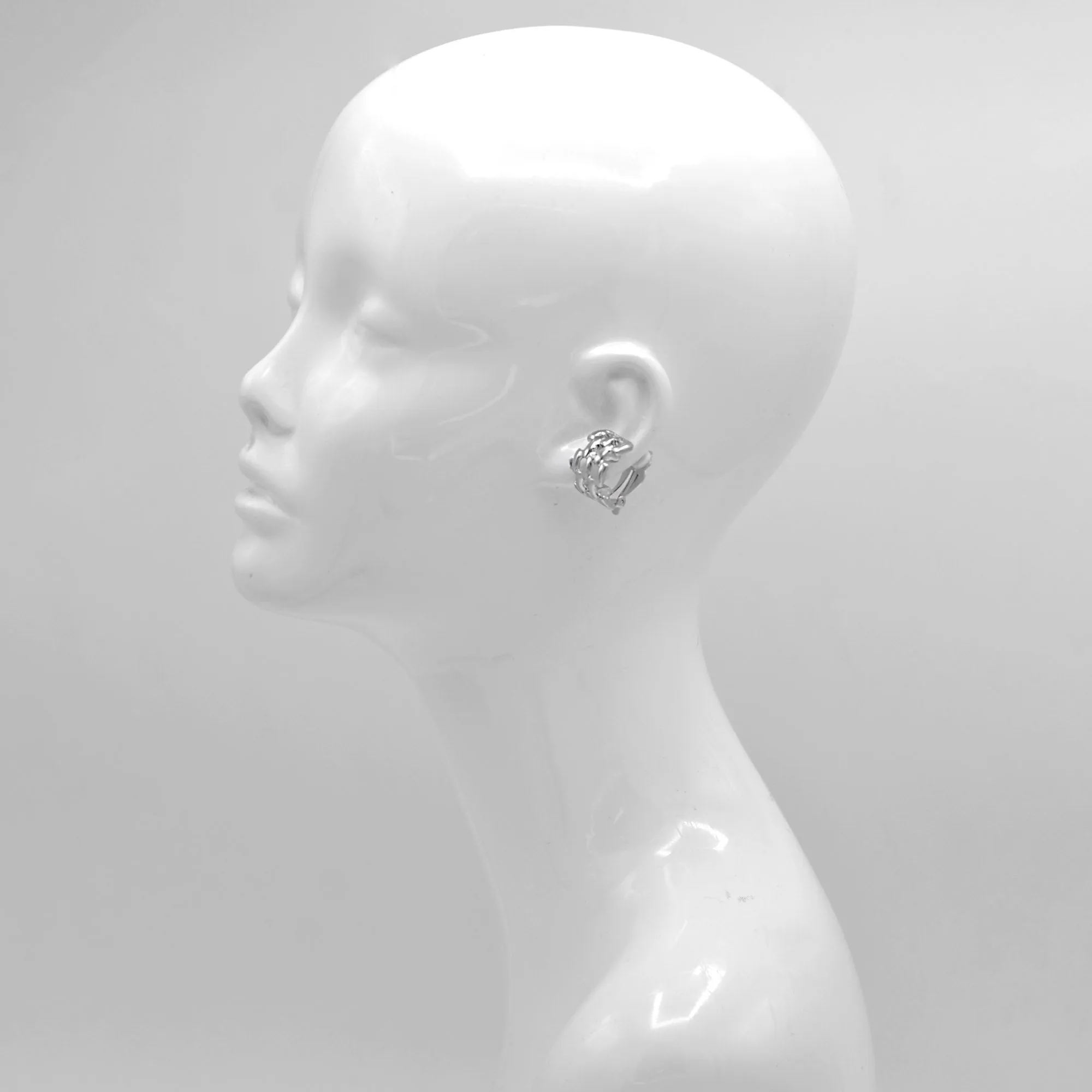 Silver Polished Wide Panther Earrings# ER15040318-R04 (JE5)