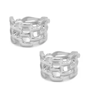 Silver Polished Wide Panther Earrings# ER15040318-R04 (JE5)