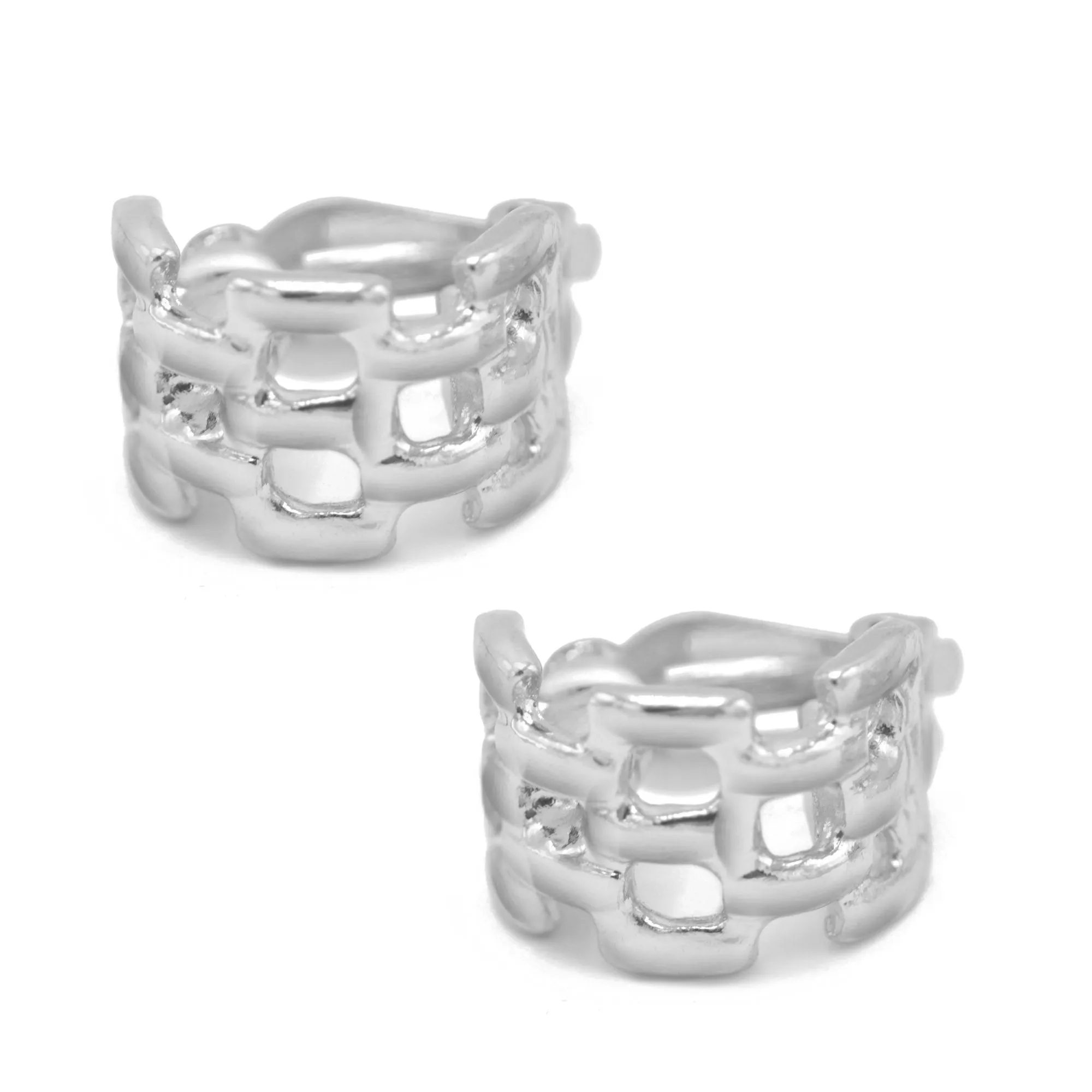 Silver Polished Wide Panther Earrings# ER15040318-R04 (JE5)
