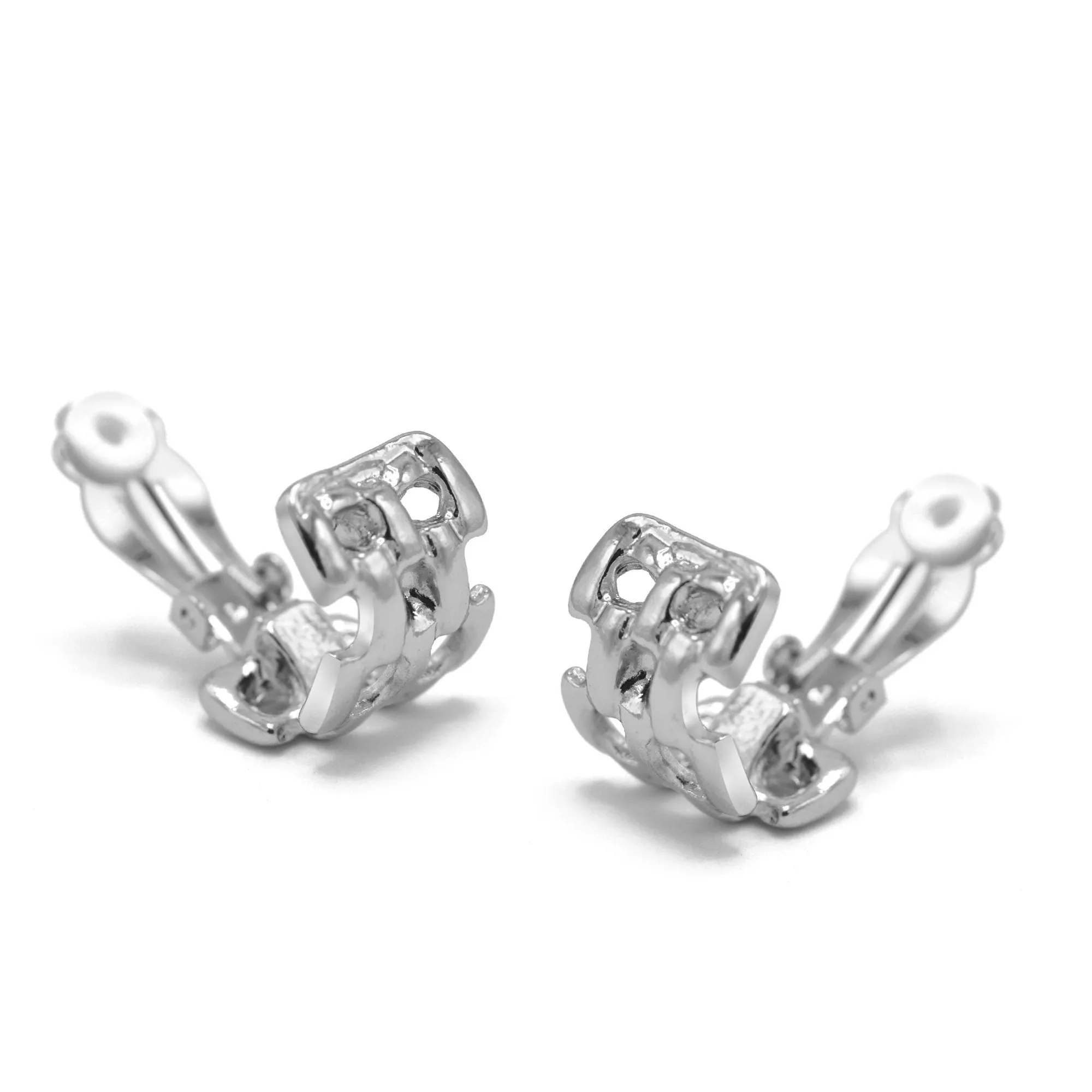 Silver Polished Wide Panther Earrings# ER15040318-R04 (JE5)