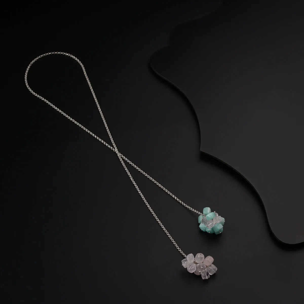 Silver Tie & Wear Necklace with Semi Precious Stones