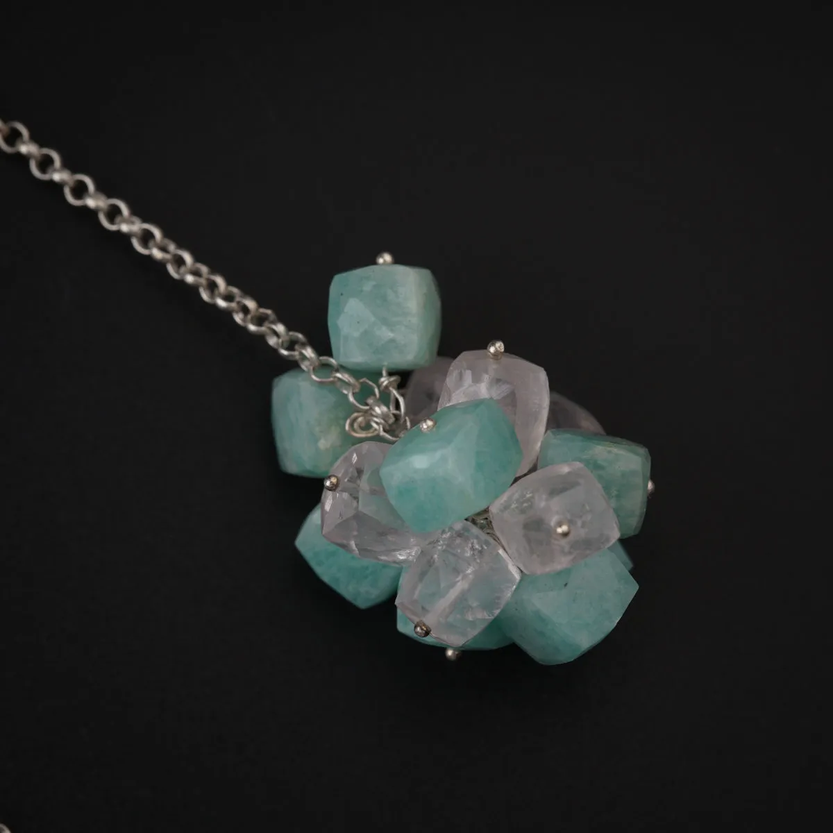 Silver Tie & Wear Necklace with Semi Precious Stones