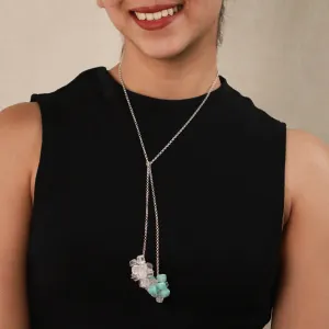 Silver Tie & Wear Necklace with Semi Precious Stones