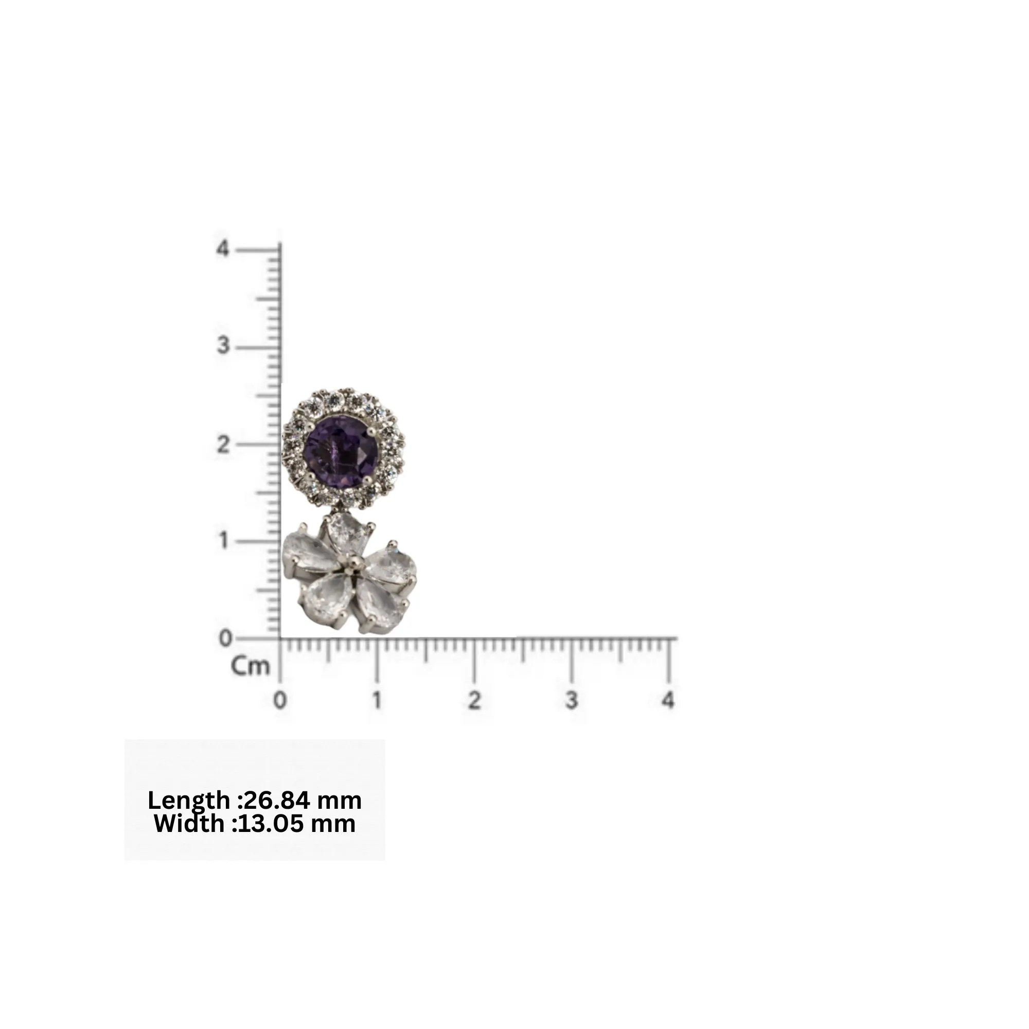Silver Yellow Gold Amethyst Floral Dangle Earring For Women