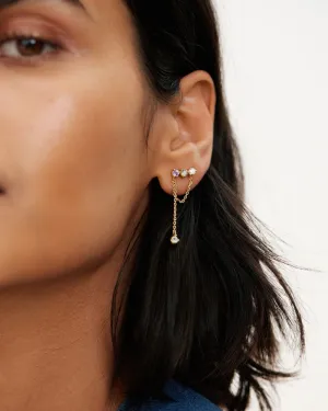 Simple style geometric plating sterling silver and 18k gold plated earrings