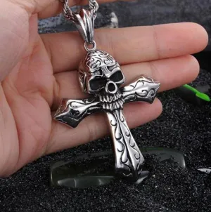 Skull Cross Pendant Necklace - The Ultimate Gothic Punk Rock Jewelry