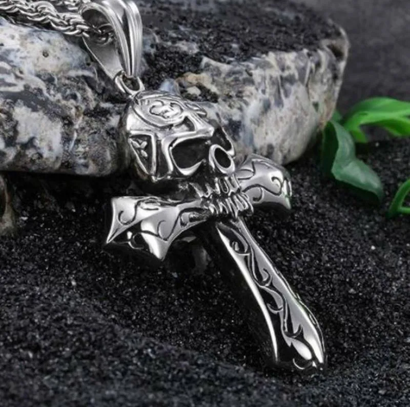 Skull Cross Pendant Necklace - The Ultimate Gothic Punk Rock Jewelry