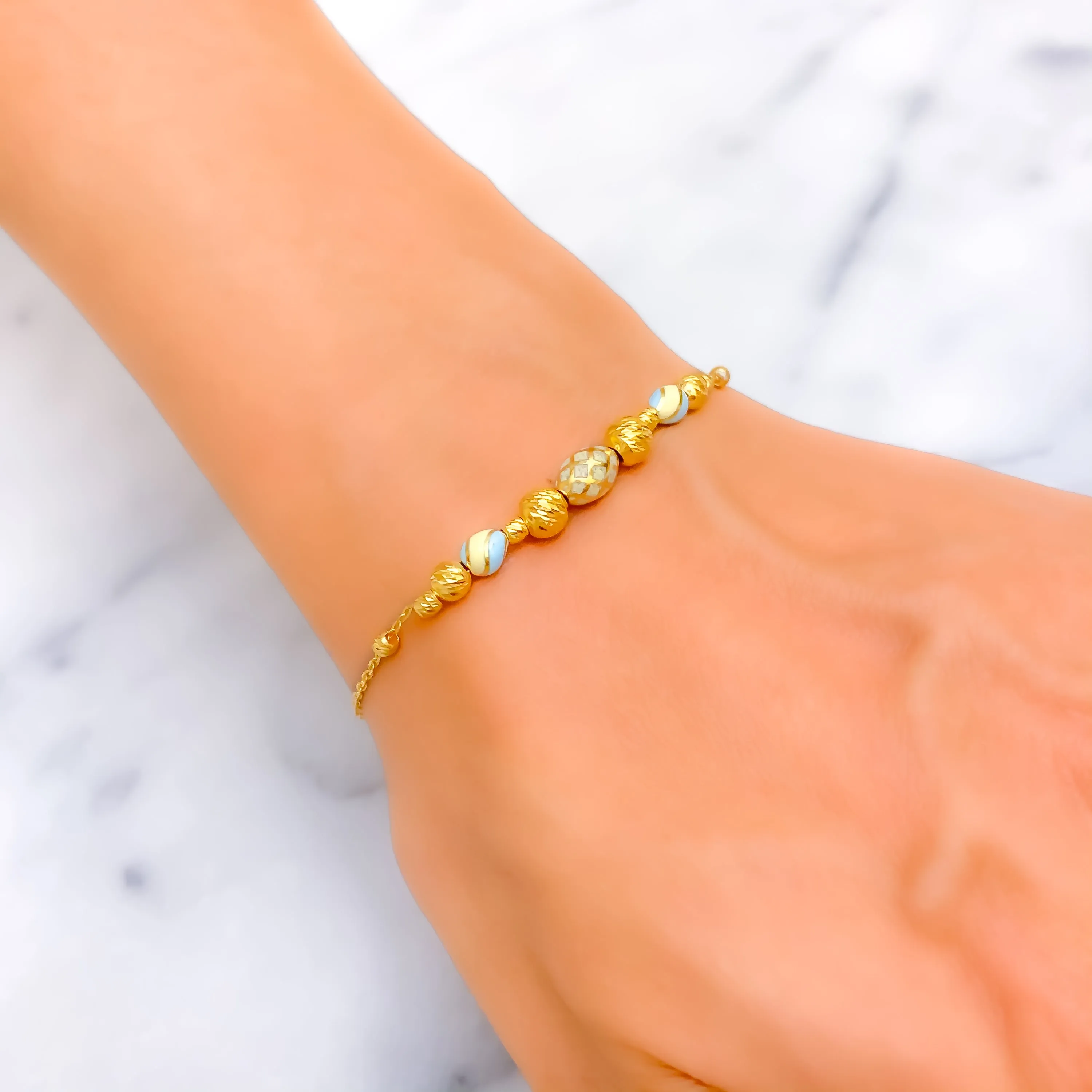 Sleek Enamel 21k Gold Bracelet