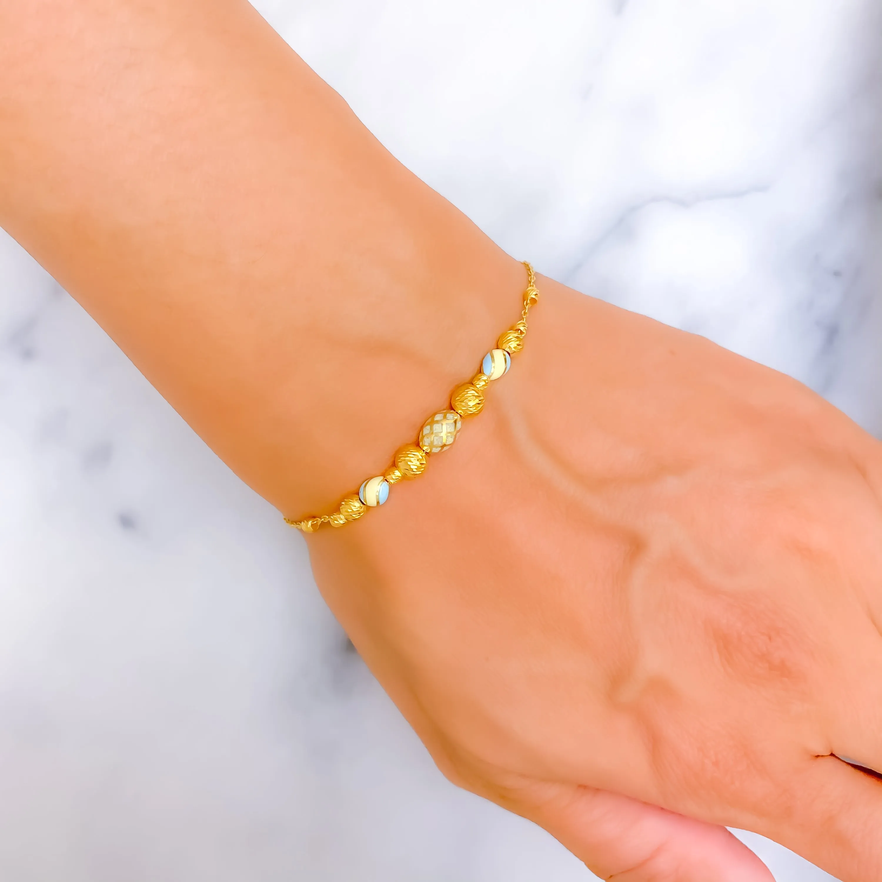 Sleek Enamel 21k Gold Bracelet