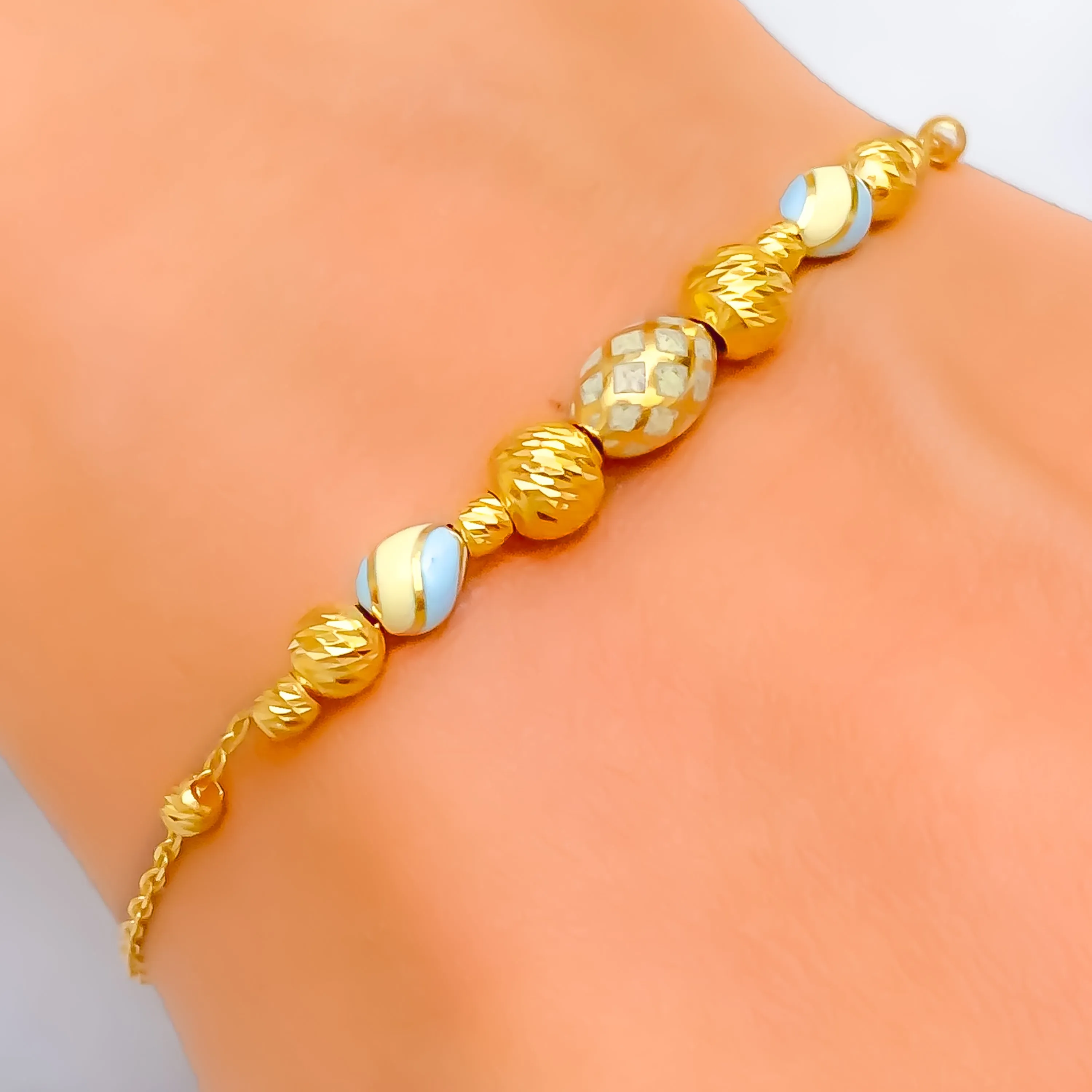 Sleek Enamel 21k Gold Bracelet