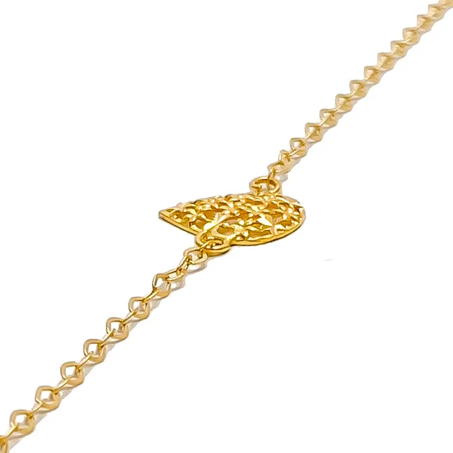 Sleek Sophisticated Pear Drop 21k Gold Bracelet W / Matching Ring