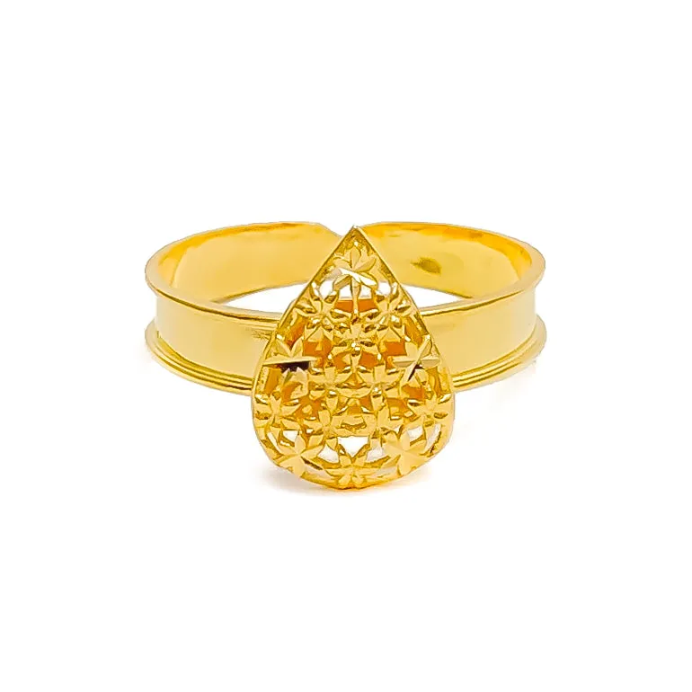 Sleek Sophisticated Pear Drop 21k Gold Bracelet W / Matching Ring