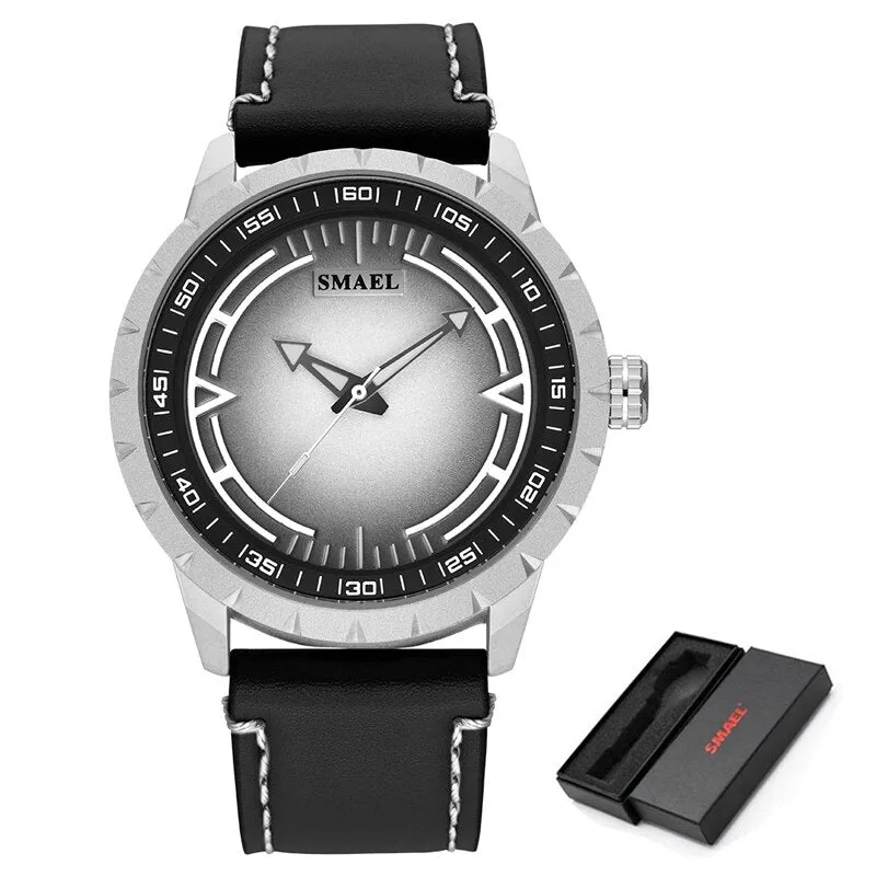 SMAEL Mens Watches Waterproof Sport Quartz Wristwatch Military Stylish Casual Leather Watch Men Analog Clock Relogio Masculino