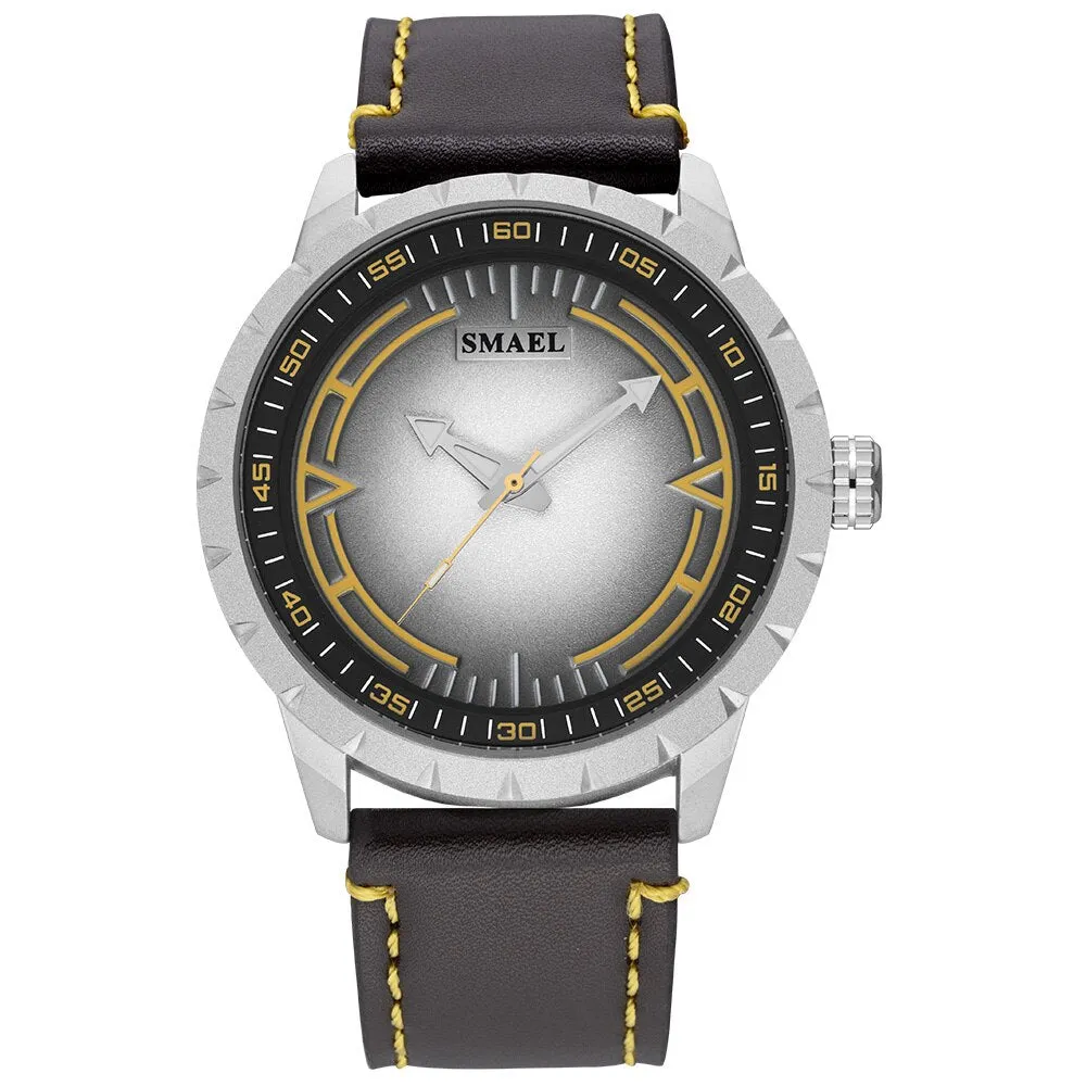 SMAEL Mens Watches Waterproof Sport Quartz Wristwatch Military Stylish Casual Leather Watch Men Analog Clock Relogio Masculino