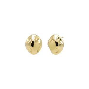 Solid Indented Pebble Stud Earring