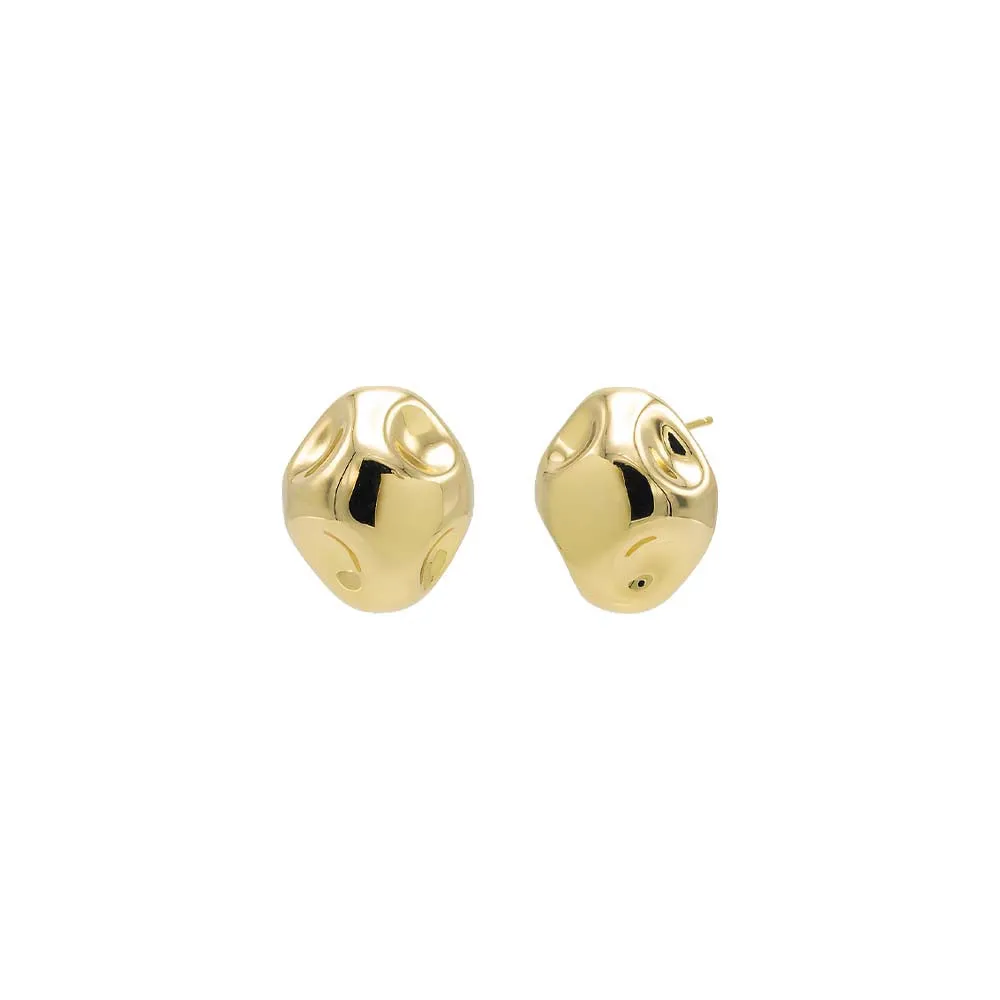 Solid Indented Pebble Stud Earring