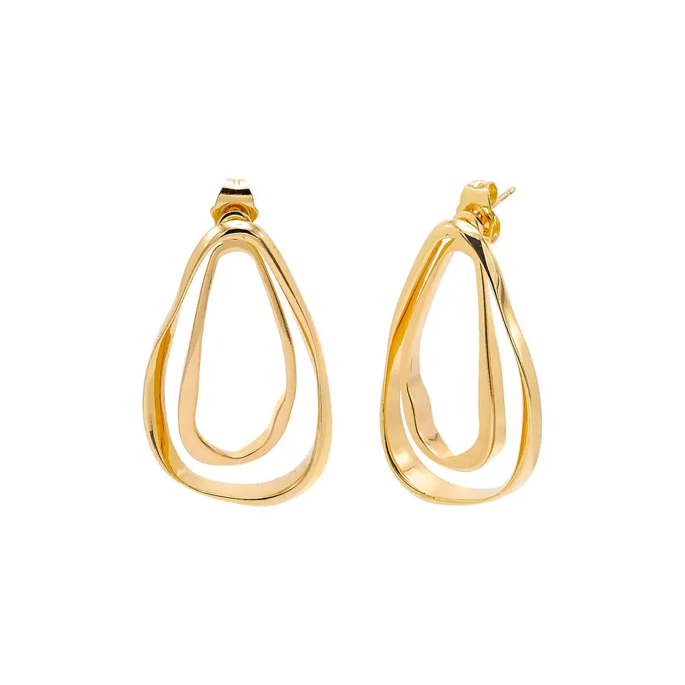 Solid Open Teardrop Drop Stud Earring