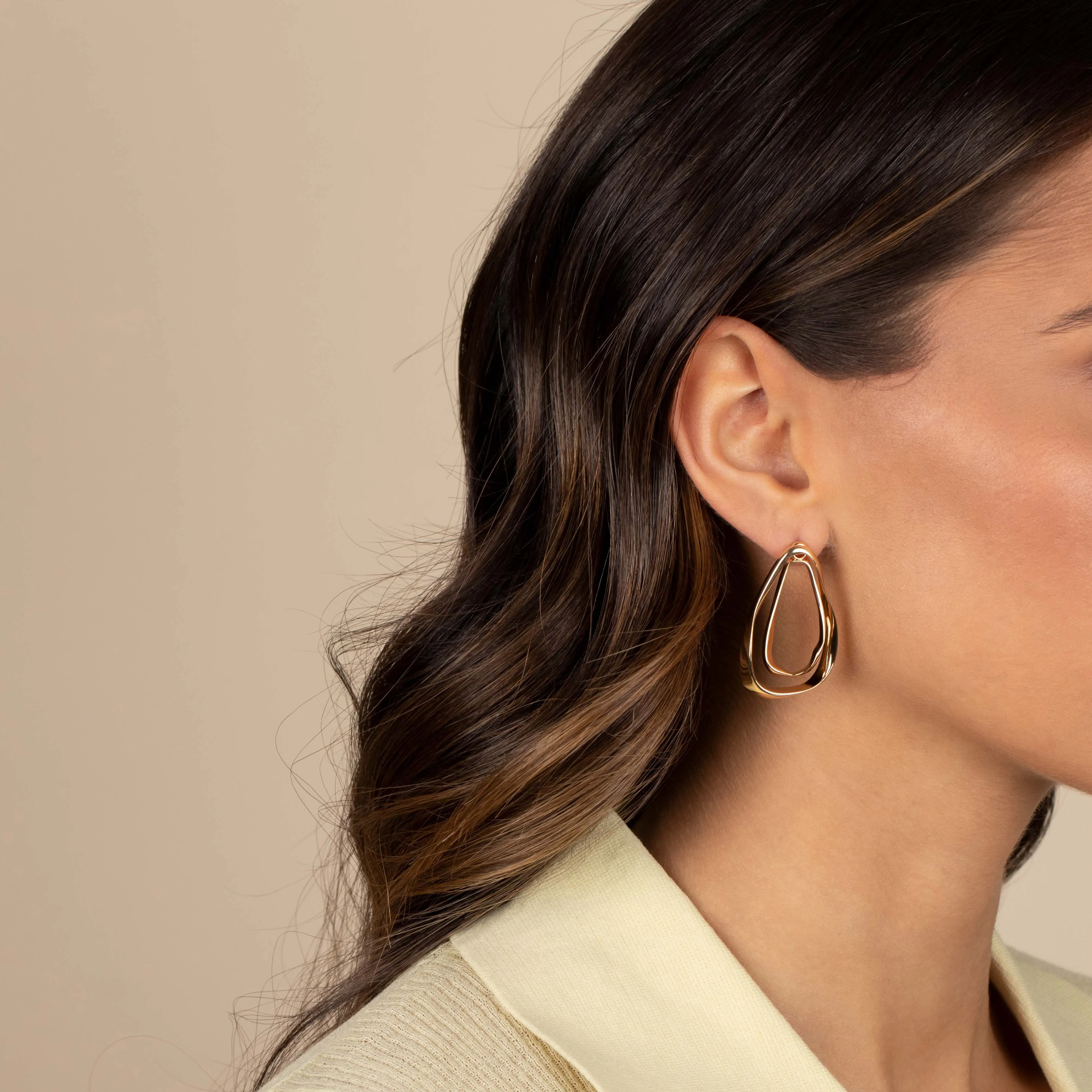 Solid Open Teardrop Drop Stud Earring