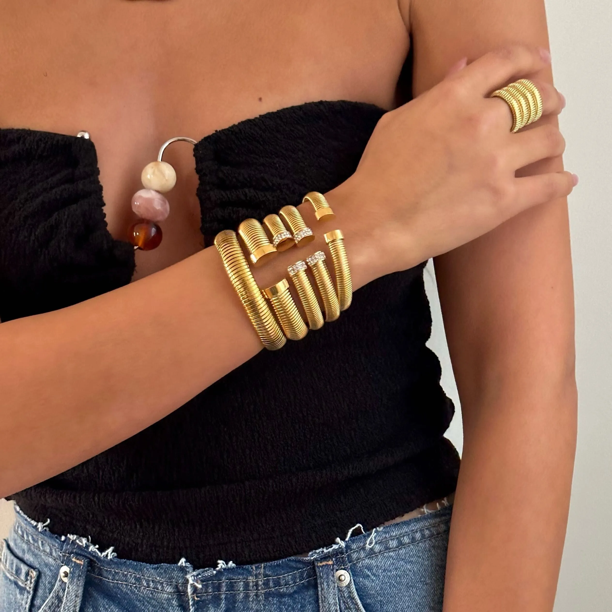 Solid Wide Snake Open Claw Bangle Bracelet