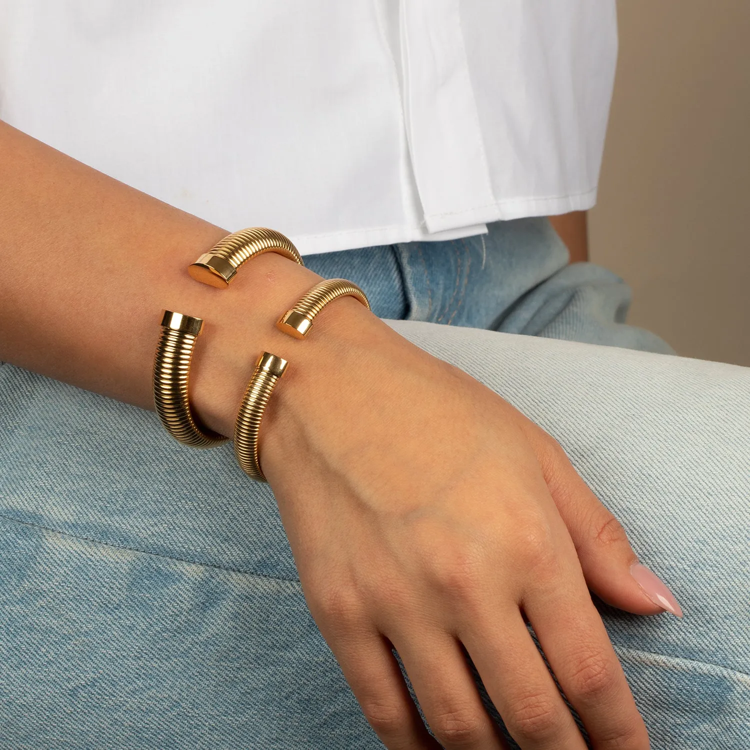 Solid Wide Snake Open Claw Bangle Bracelet