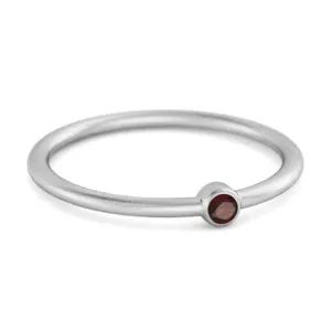 Solitaire 925 Sterling Silver 0.1 Cts Garnet Stackable Tiny Ring