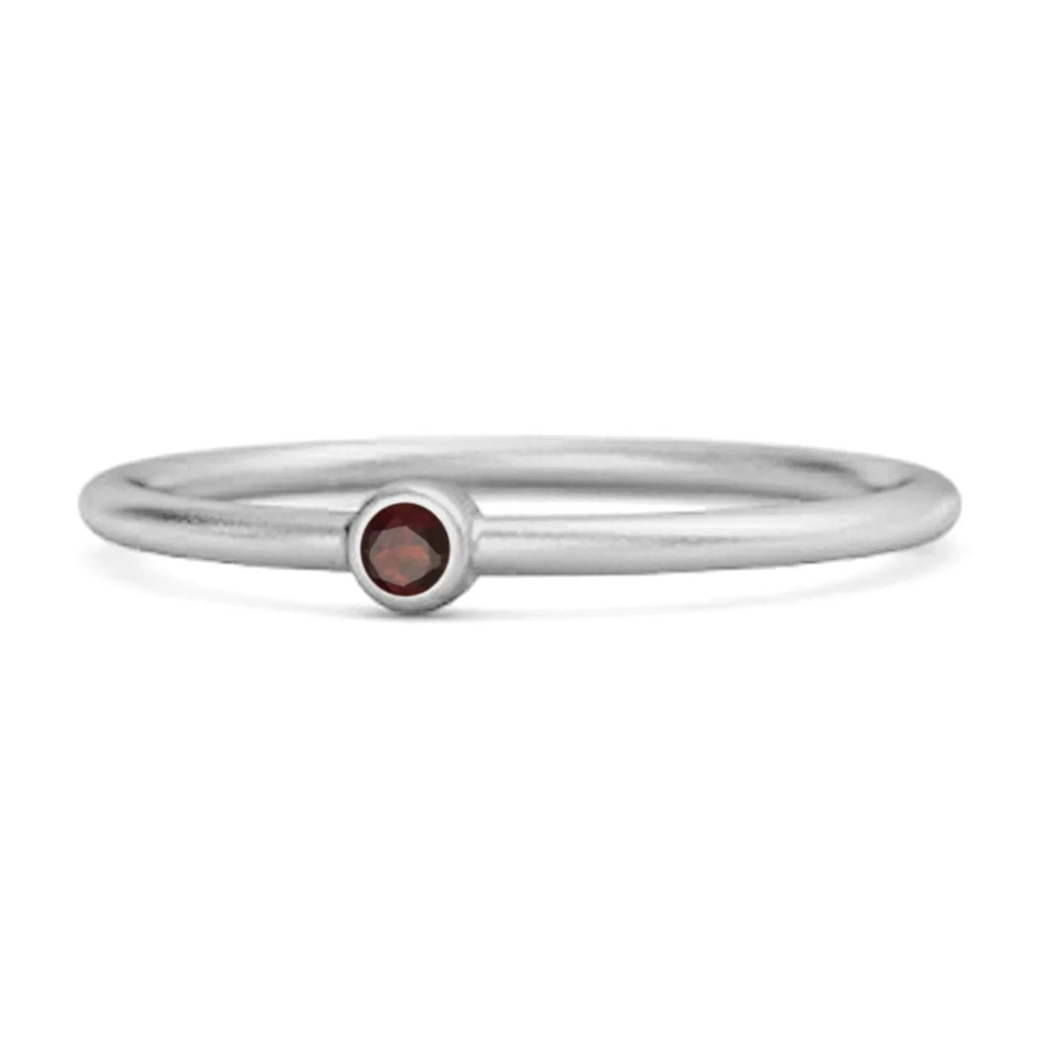 Solitaire 925 Sterling Silver 0.1 Cts Garnet Stackable Tiny Ring