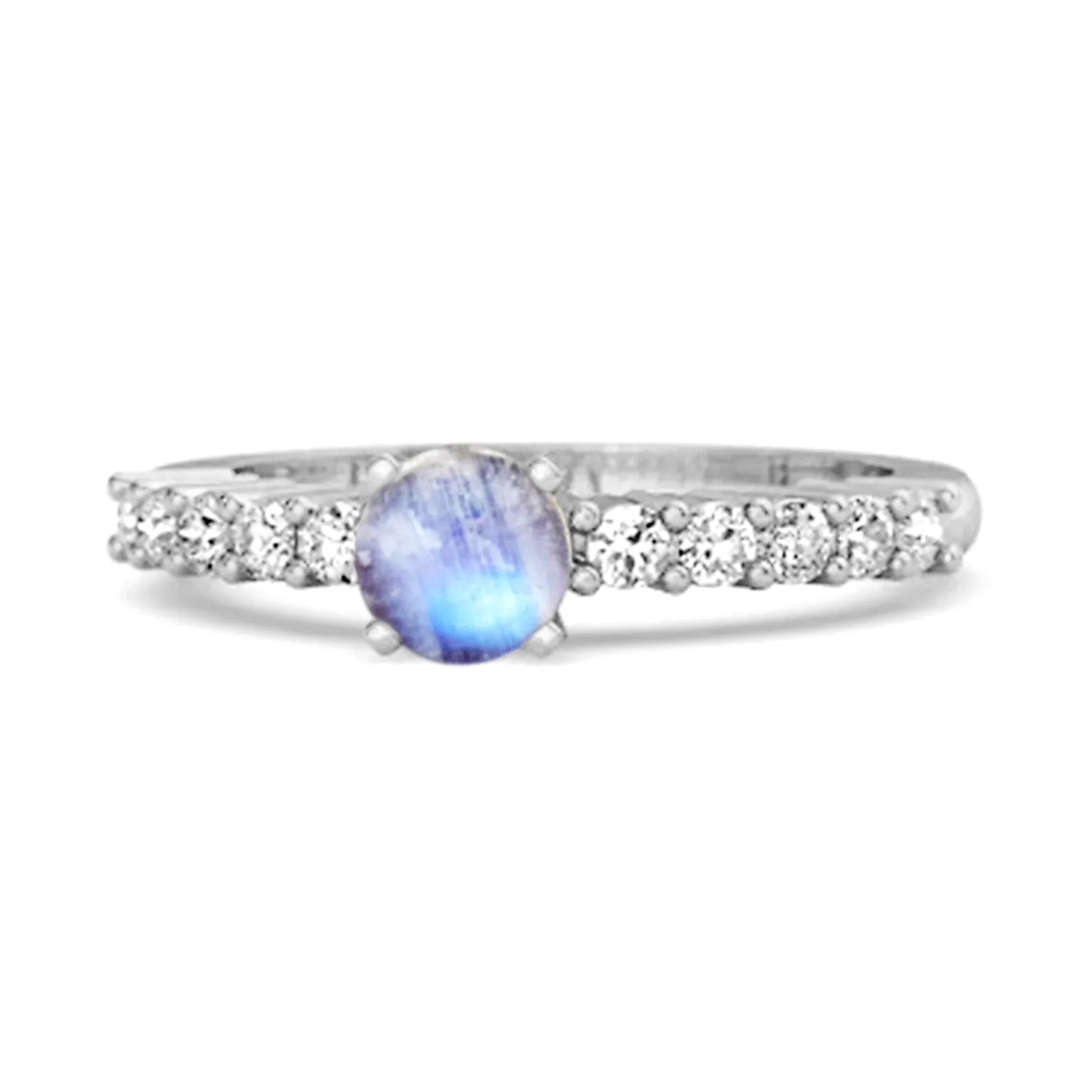 Solitaire Accents 0.10 Ctw Moonstone 925 Silver Bridal Ring