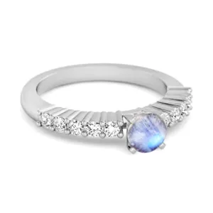 Solitaire Accents 0.10 Ctw Moonstone 925 Silver Bridal Ring