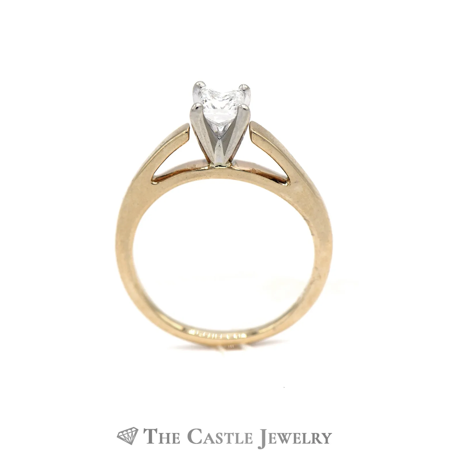 Solitaire Princess Cut 14KT Yellow Gold .50ct Engagement Ring