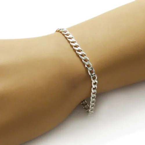 Sophisticated Sterling Silver Cuban Link Chain Bracelet - 7 Inch