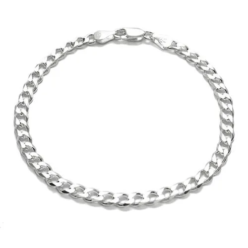 Sophisticated Sterling Silver Cuban Link Chain Bracelet - 7 Inch